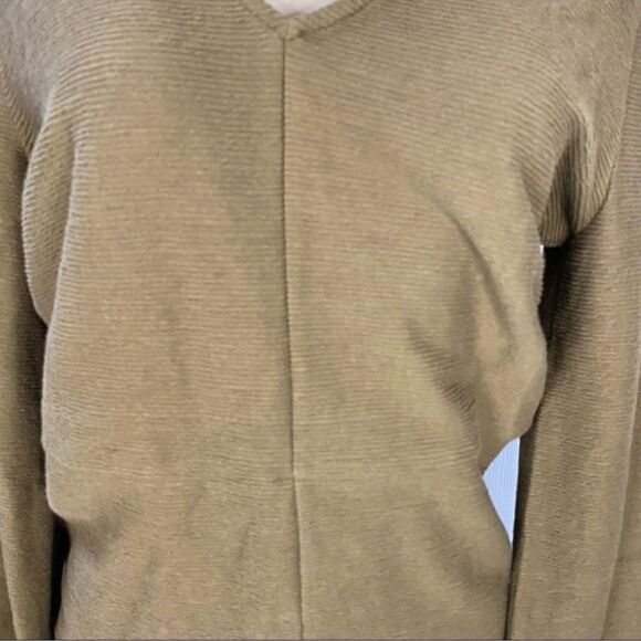 NWT Madewell olive Green textured v neck Dress with Balloon Sleeves small NEW - Picture 5 of 6